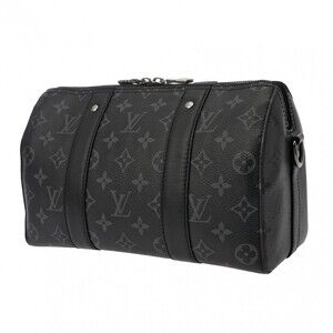 Louis Vuitton Bag Gray Shoulder Canvas Keepall Monogram Eclipse Black City